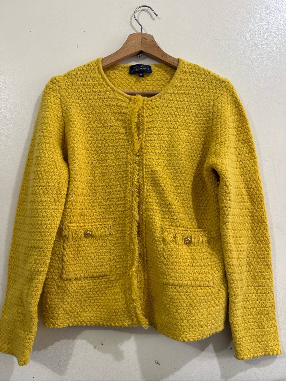 Luisa Spagnoli Yellow Textured Knit Cardigan